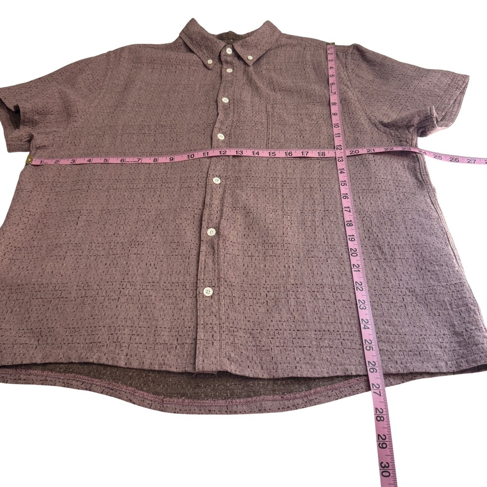 Billy Reid Mens XL Short Sleeve Button Down Shirt Plum Textured Cotton Standard - Picture 9 of 9